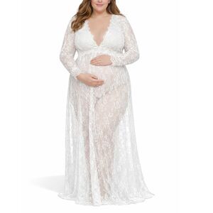 White Lace Maternity Photography Gown Plus Size XXL Boutique Indie Dress Overlay